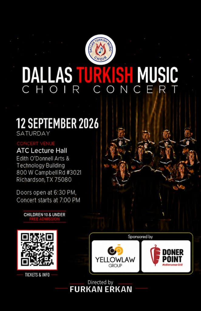 Dallas Turkish Music Choir Concert flyer — September 12, 2026